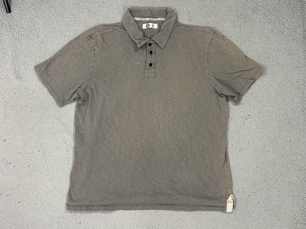 American Giant Polo Shirt Mens XL Gray Cotton Made USA Casual Basic Solid Jersey
